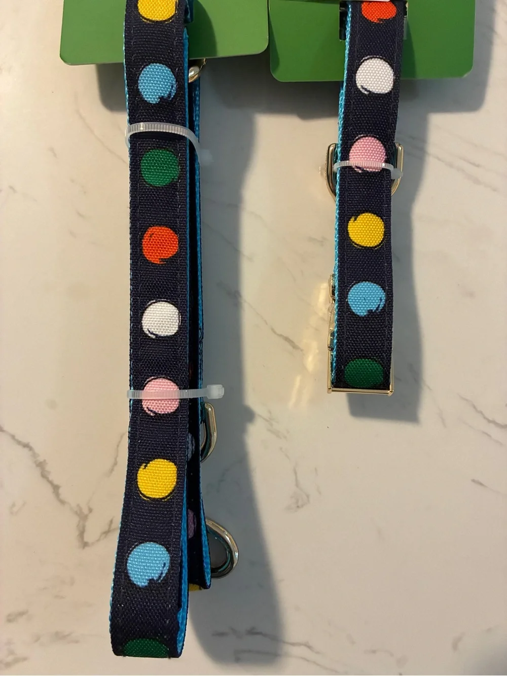 Kate Spade New York Polka Dot Dog Collar & Leash Set S/M NWT Designer Pet Bundle